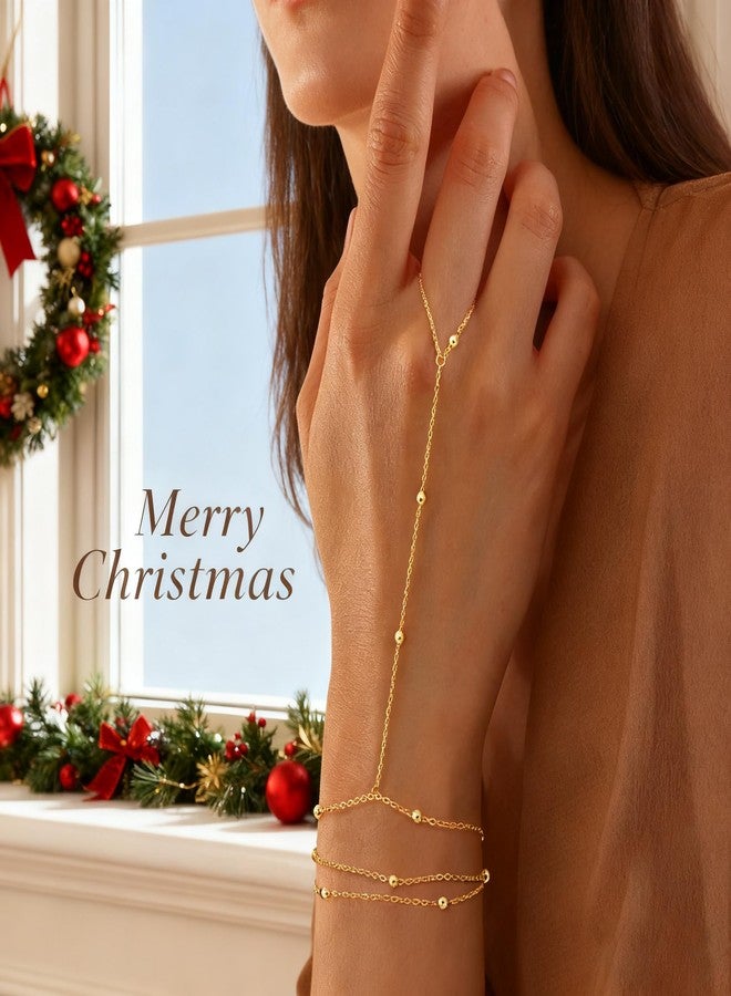 Moodear Gold Bracelet for Women Non Tarnish - Dainty Stack Hand Chain Bracelets set for Women Jewelry - Image 4